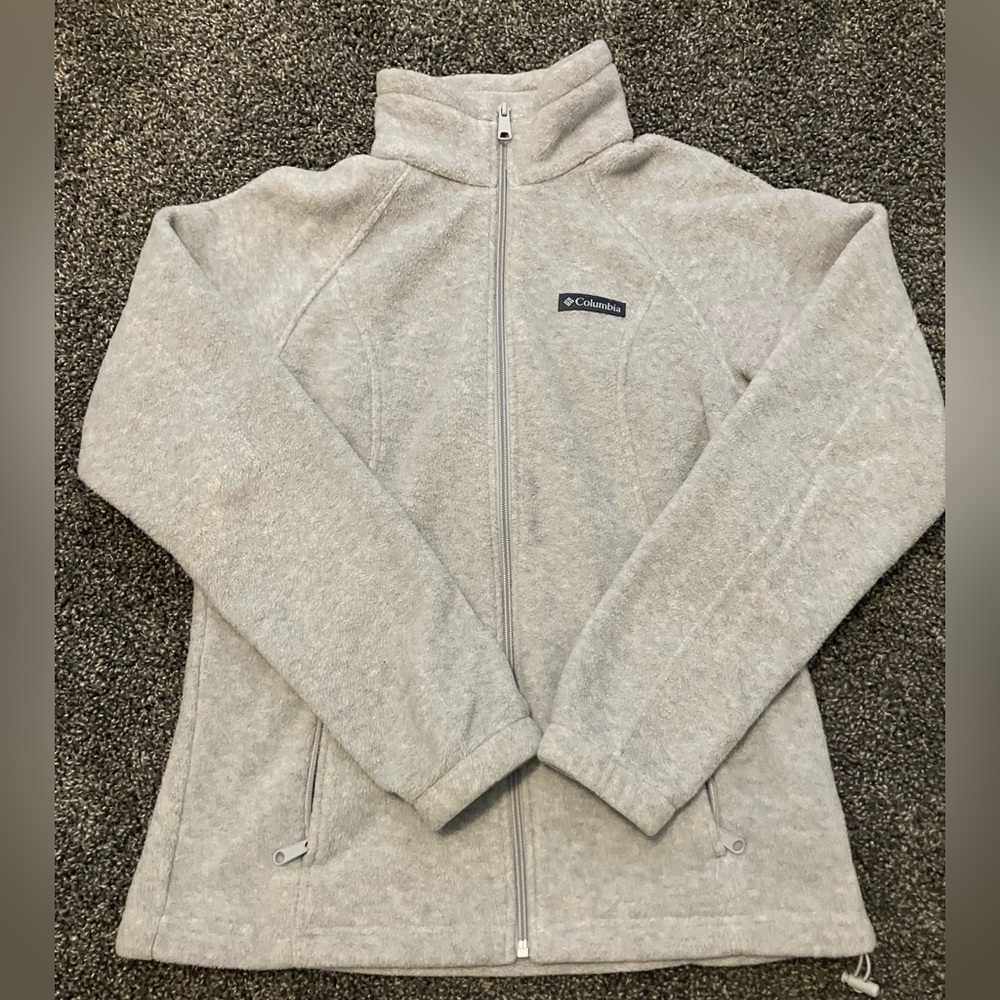 Columbia Heather Gray Zip-Up Fleece Jacket